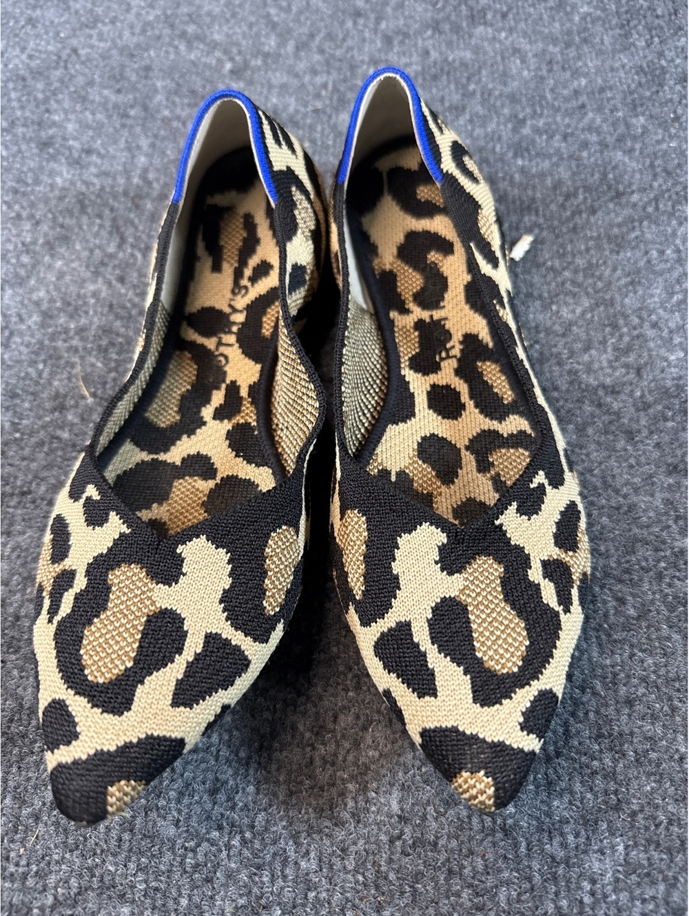 Rothy’s Women’s Leopard Print Pointed Toe Knit Flats Shoes Size 9